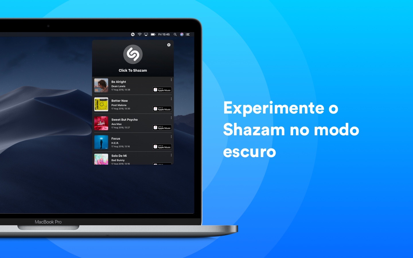 Screenshot do app Shazam