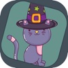 A cat in a witches hat