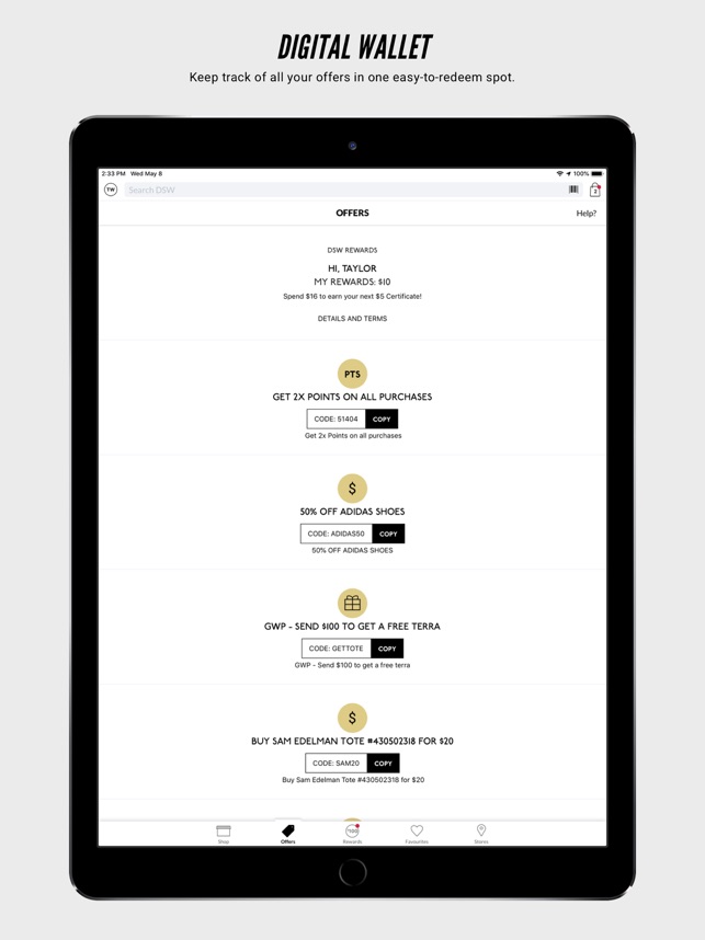 dsw 2x points