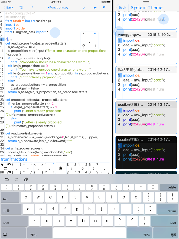 pythoni - run code,autocomplete,outline,color code screenshot