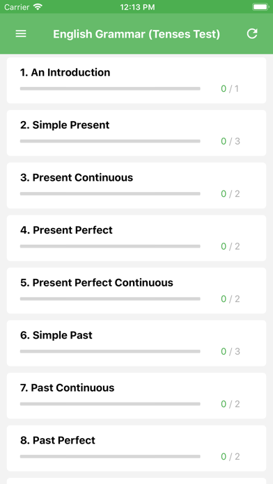 Past tenses test