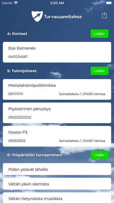 Turvasuunnitelma screenshot 2