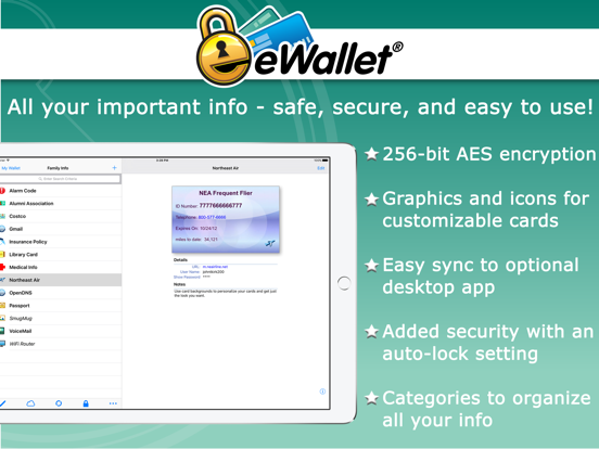 eWallet - Password Manager and Secure Storage Database Wallet screenshot
