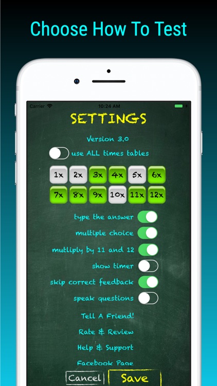 TimesX Times Tables Tester