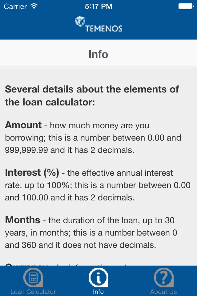 Temenos Loan Calculator screenshot 2