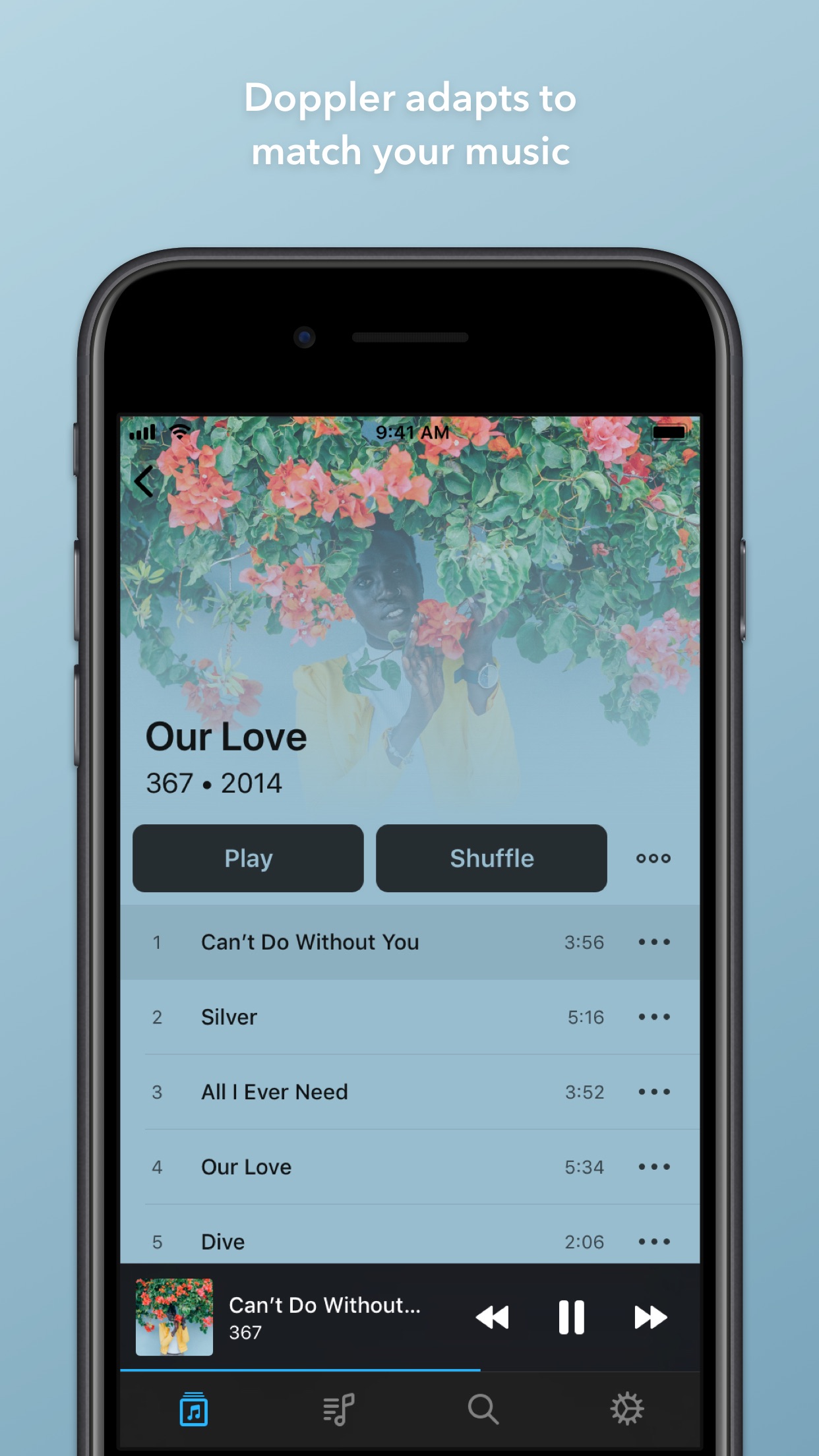 Screenshot do app Doppler Music Player