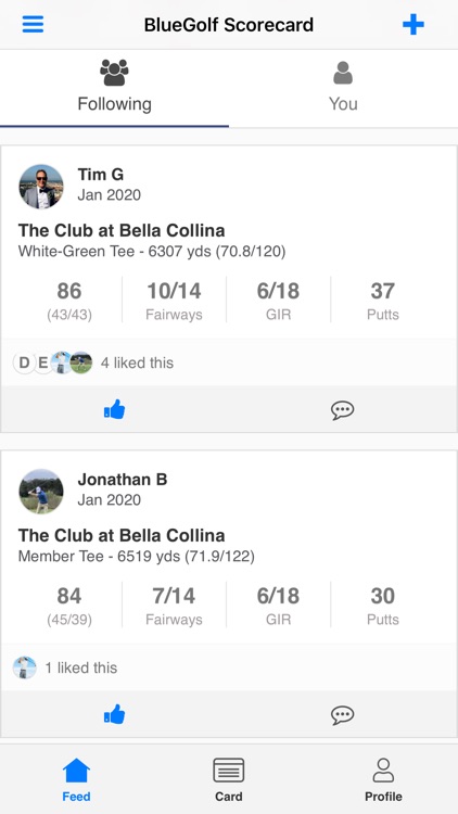 BlueGolf Scorecard