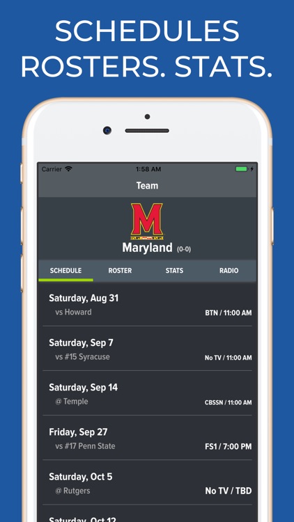 Maryland Football Schedules