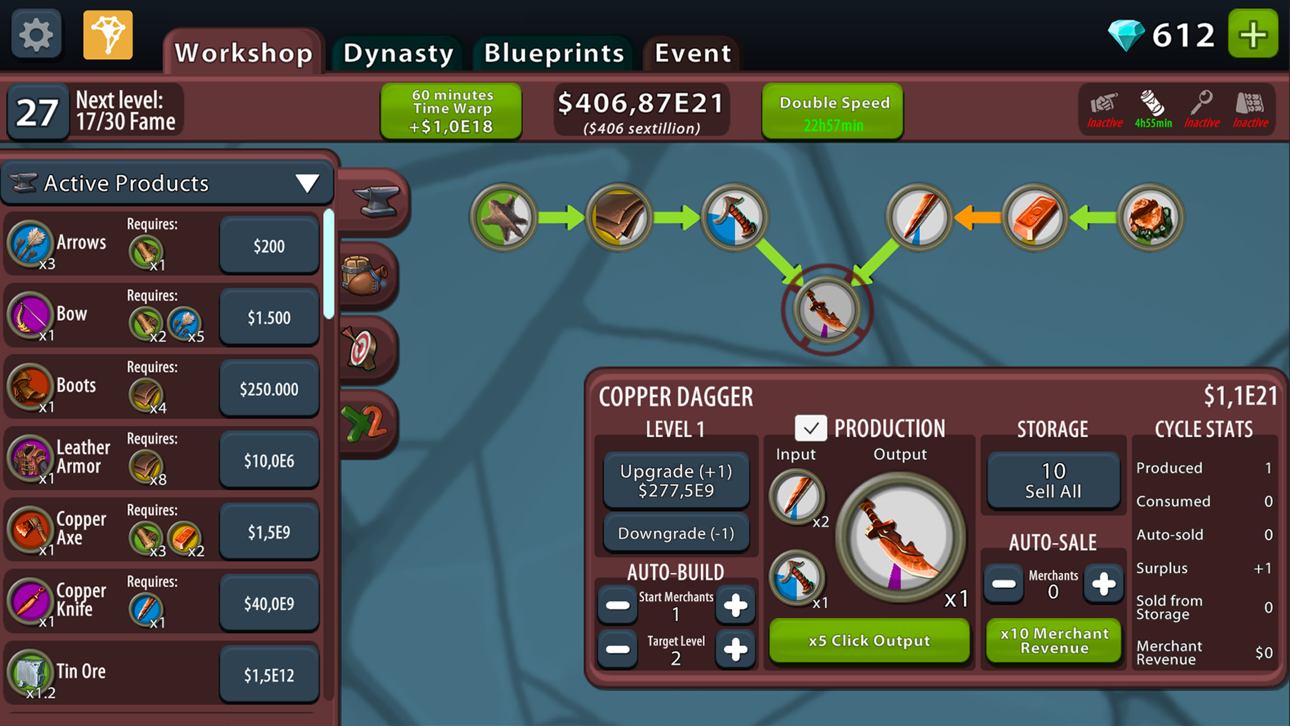 Crafting Idle Clicker iOS Mod IPA screenshot 2 - iOS game interface