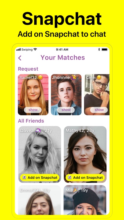 Swiping - Snapchat Friends
