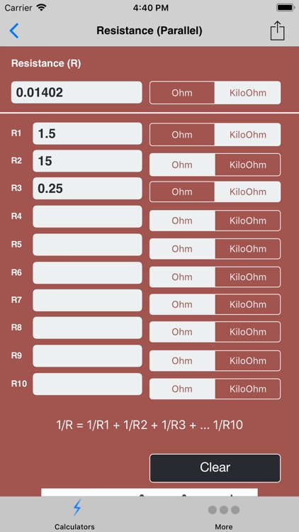 Electrical Parallel Calculator