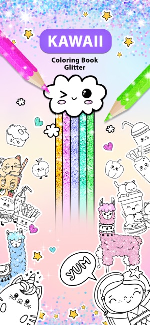 Kawaii Coloring Book Glitter