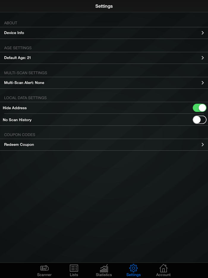 Bar  Club Stats ID Scanner