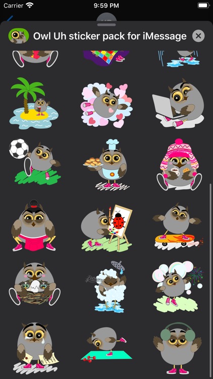 Owl Uh stickers for iMessage screenshot-6