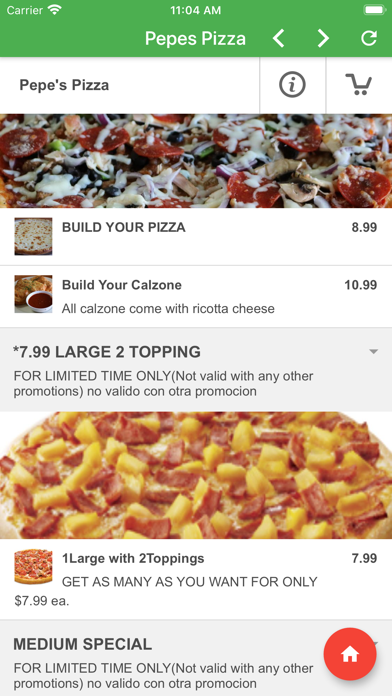 pepes pizza screenshot 2