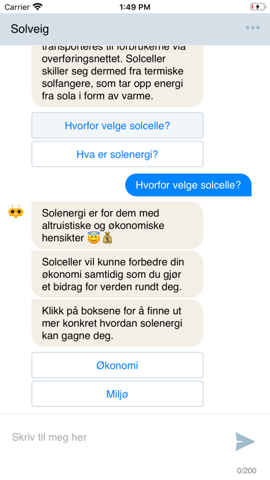 Nelfo chatbot – Solveig screenshot 2