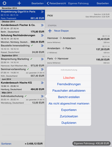 Reisekosten screenshot 2
