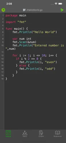 Captura 1 Go Programming Compiler iphone