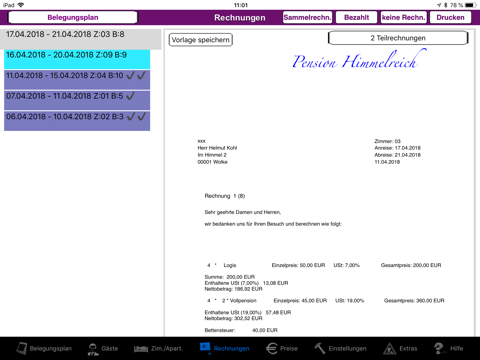 Zimmerbelegung & Abrechnung - náhled