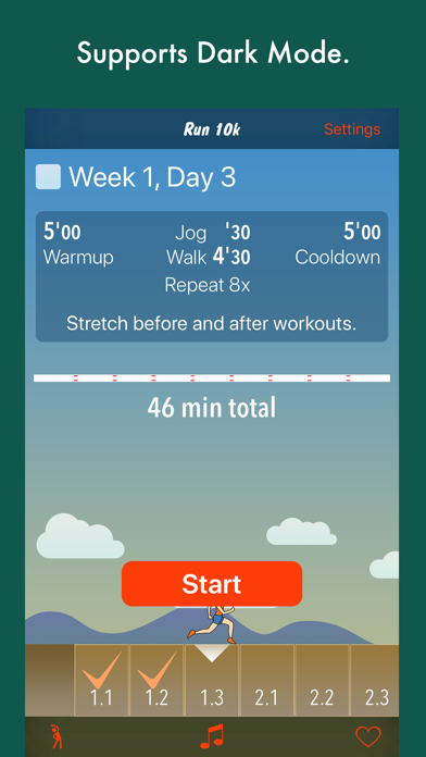 Run 10k - interval training coach + stretch program Screenshot 2
