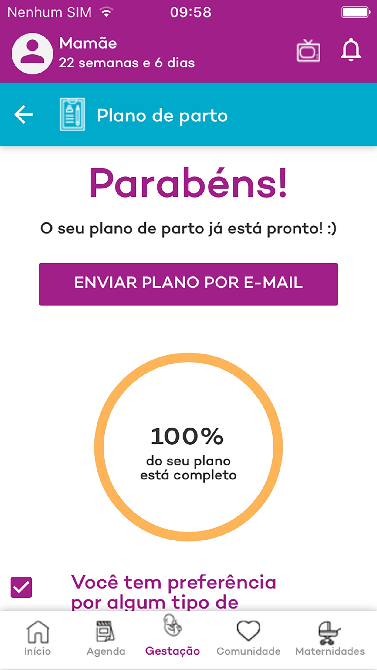 Screenshot do app Canguru Gravidez