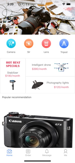 Photographic equipment rental