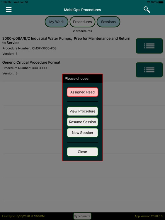 MobilOps Procedures