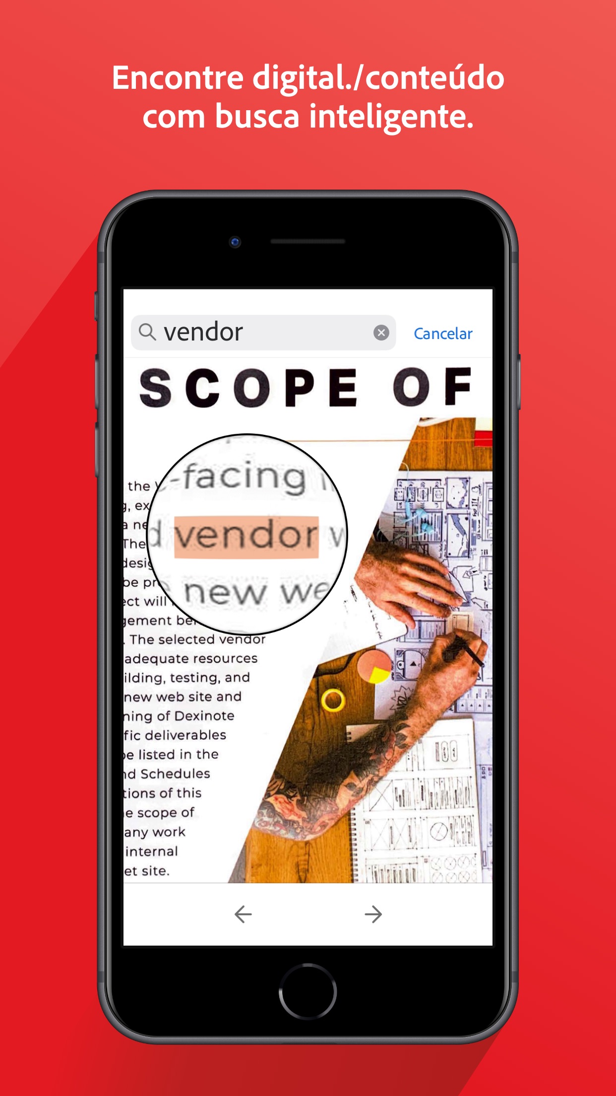 Screenshot do app Adobe Scan: PDF Scanner e OCR