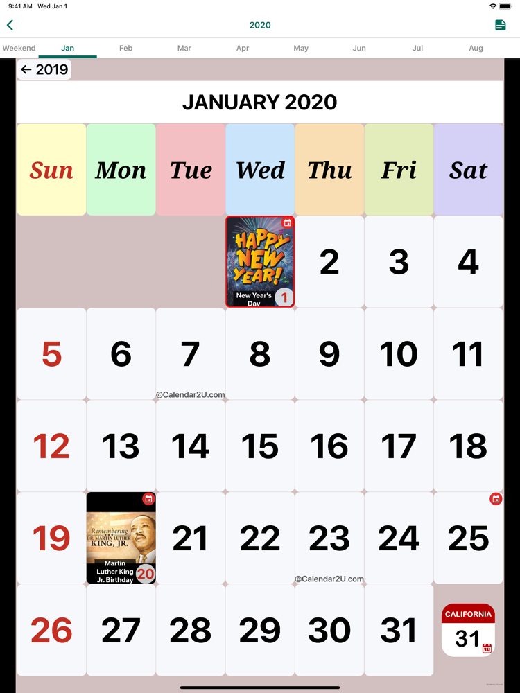 California Calendar 2020-2021 App for iPhone - Free Download California ...