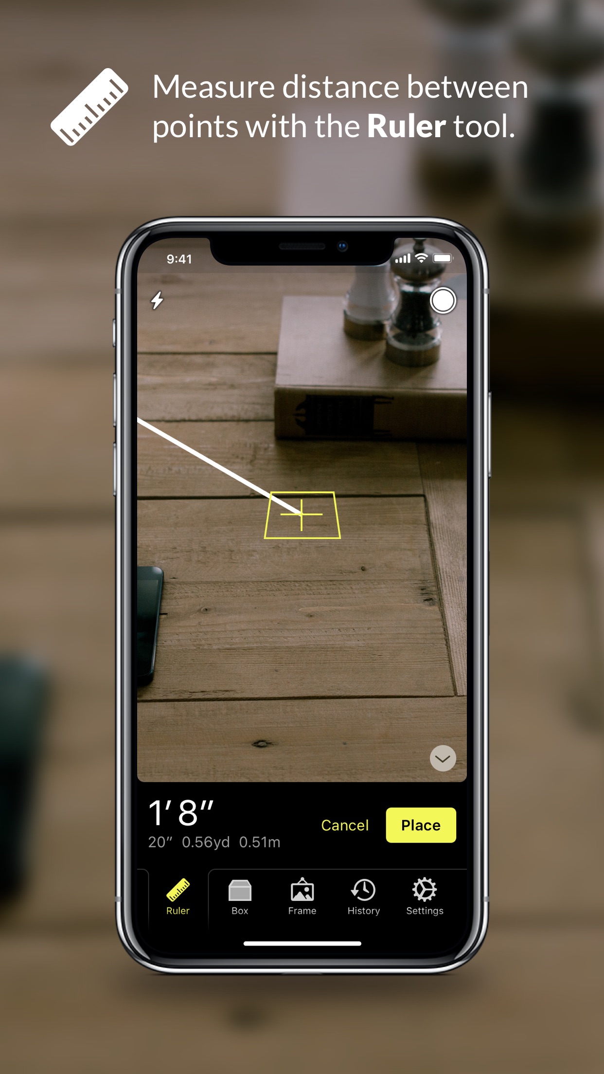 Screenshot do app Cubit — AR Ruler Toolkit