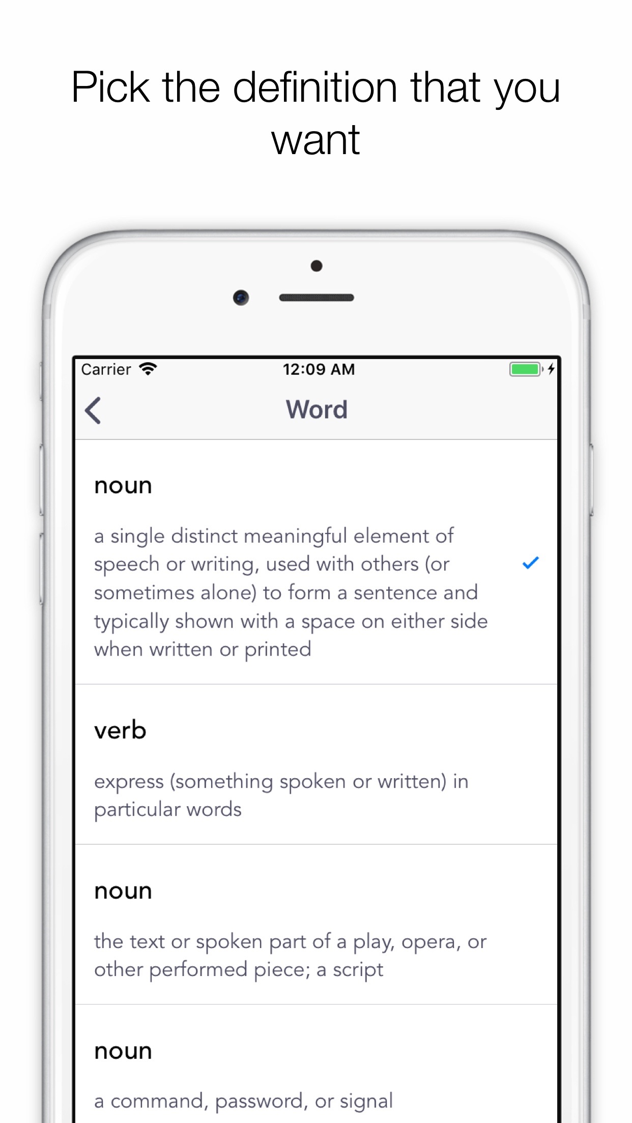 Screenshot do app Word Manager