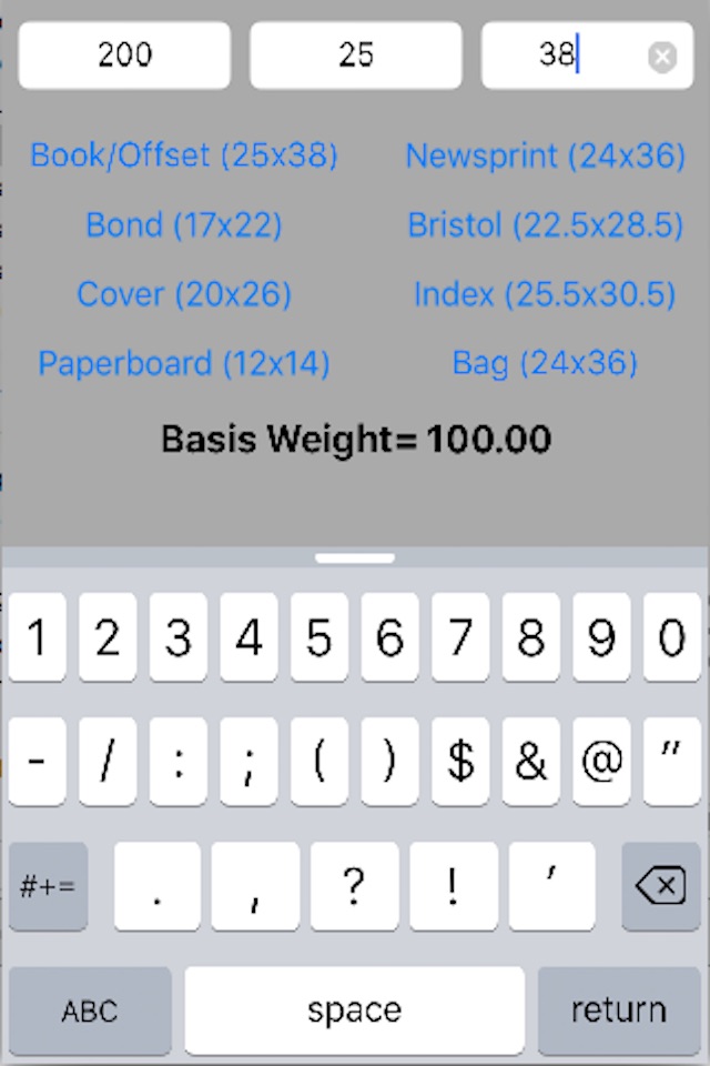 M Weight To Basis Weight screenshot 2