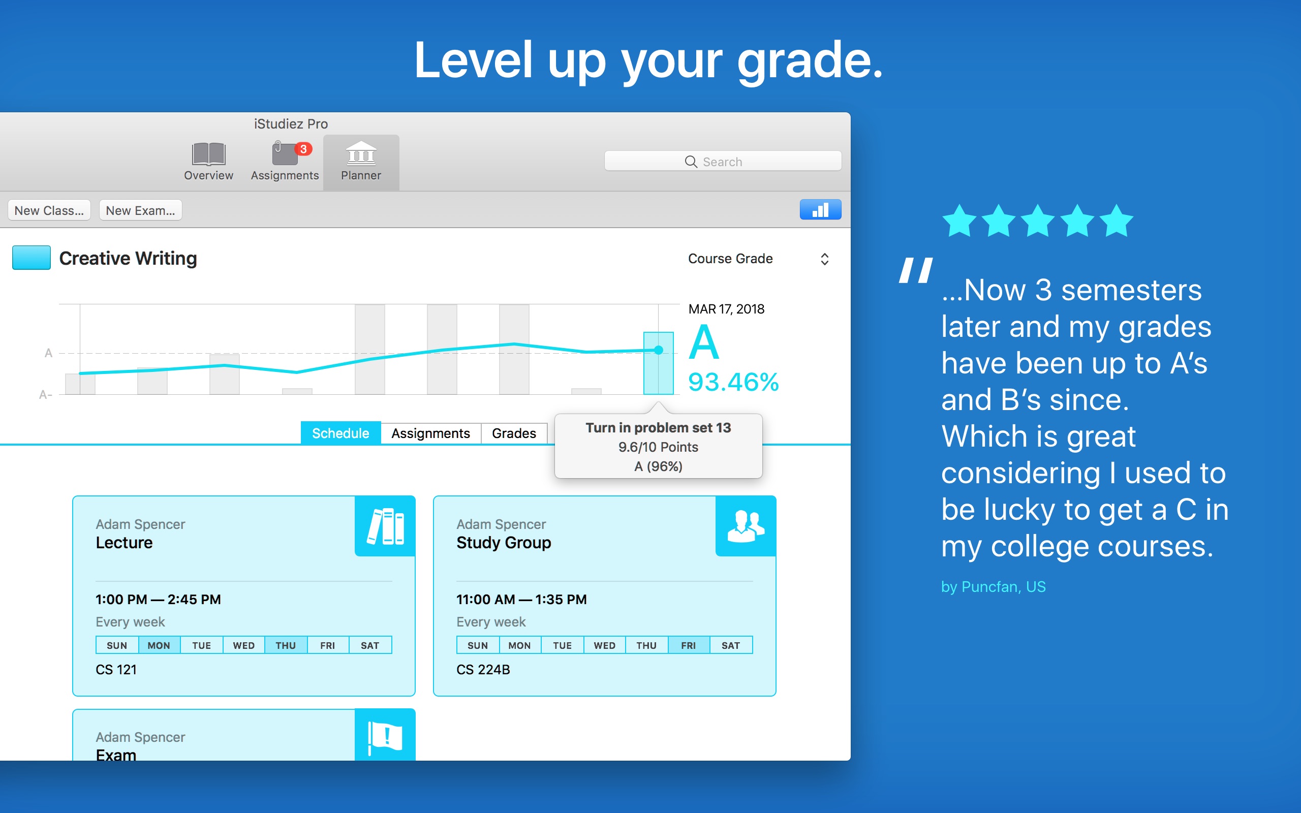 Screenshot do app iStudiez Pro Legendary Planner