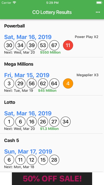 CO Lottery Results