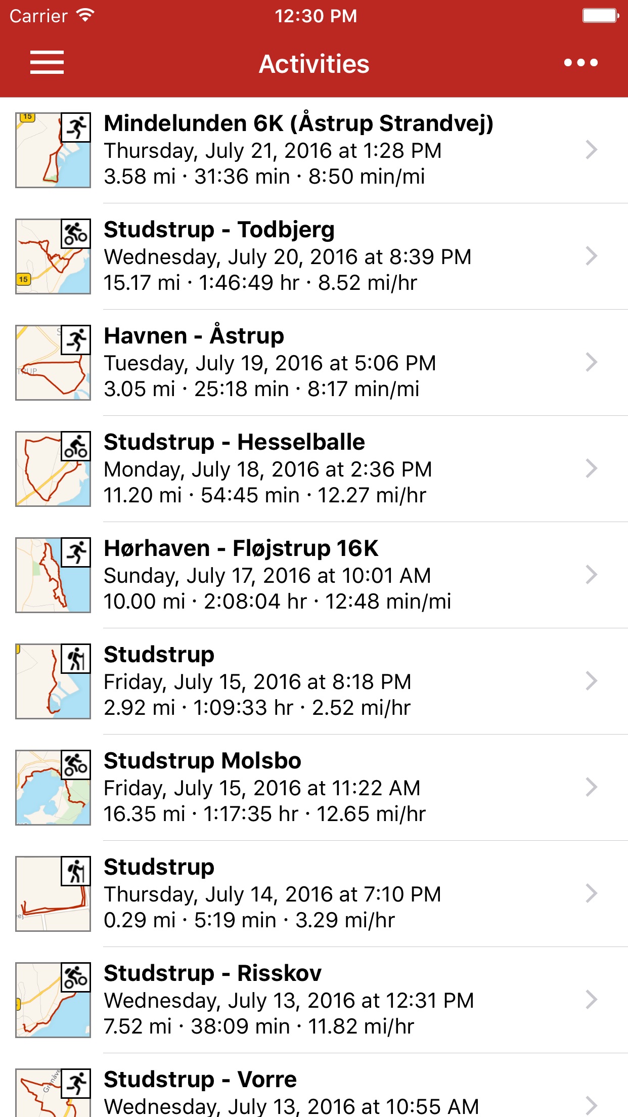 Screenshot do app RunGap - Workout Data Manager