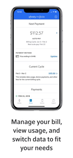 Xfinity Mobile app screenshot