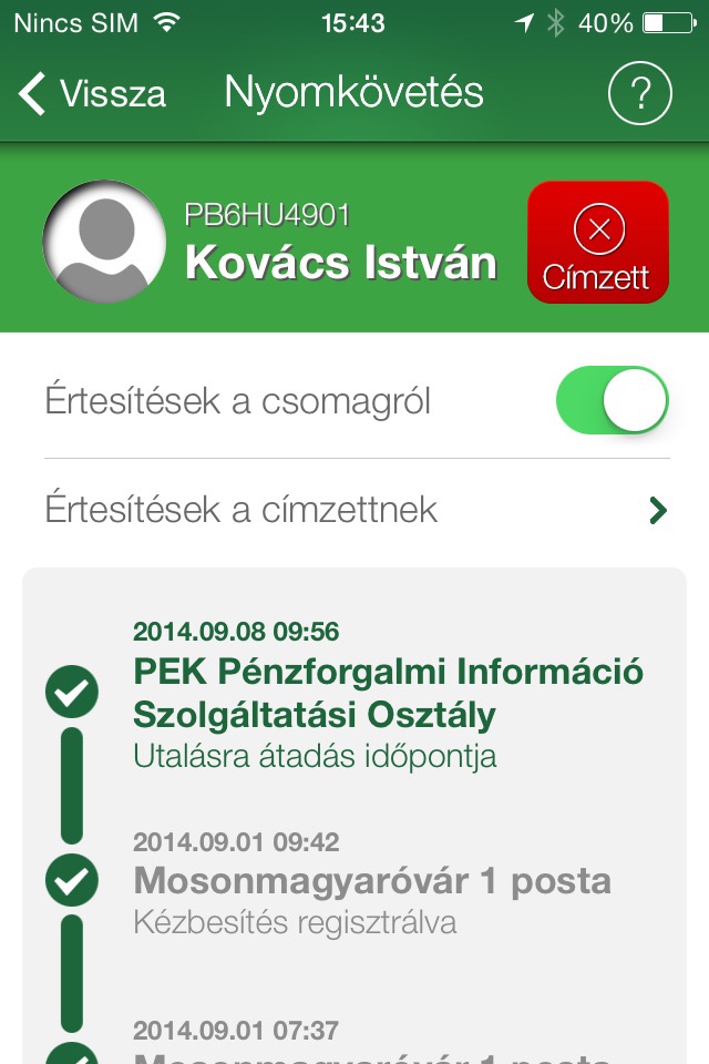 Magyar Posta applikáció screenshot 3