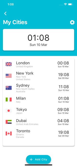 World Clock - Travels, Cities