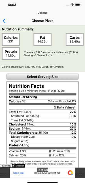 Mike S Calorie And Fat Gram Chart