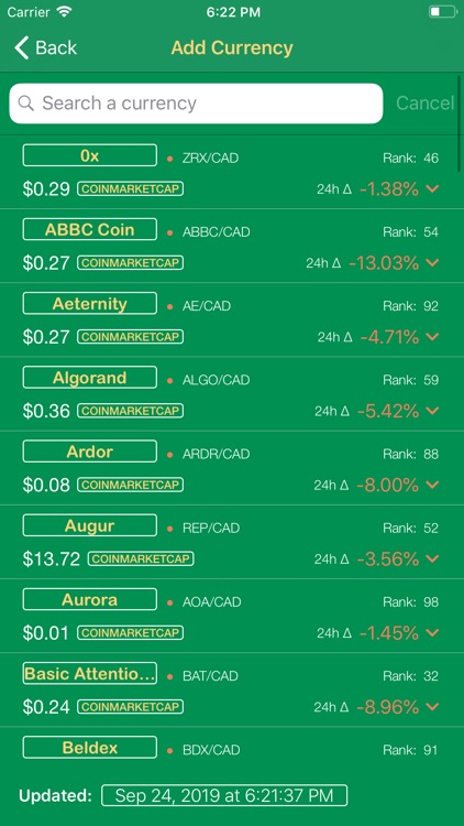 Crypto Market: exchange rate