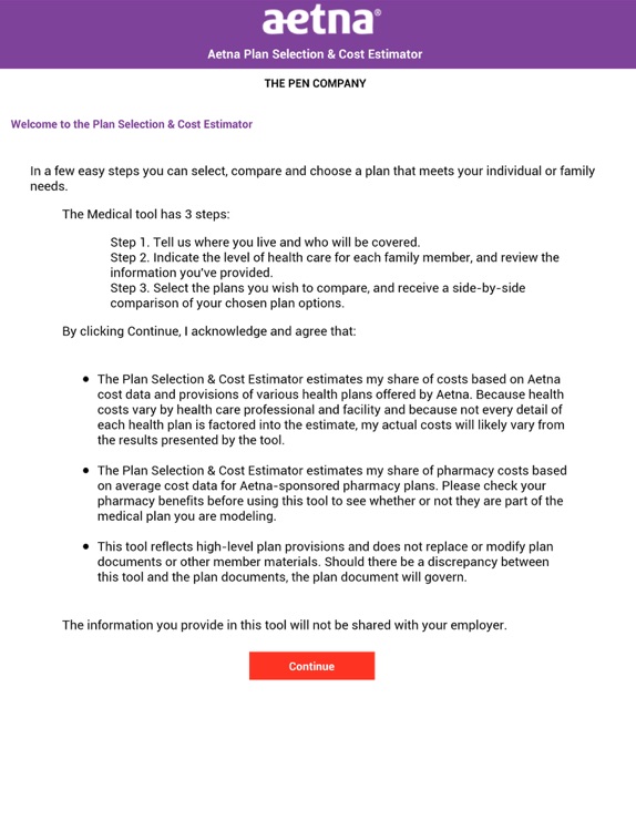 Aetna Plan Selection for iPad