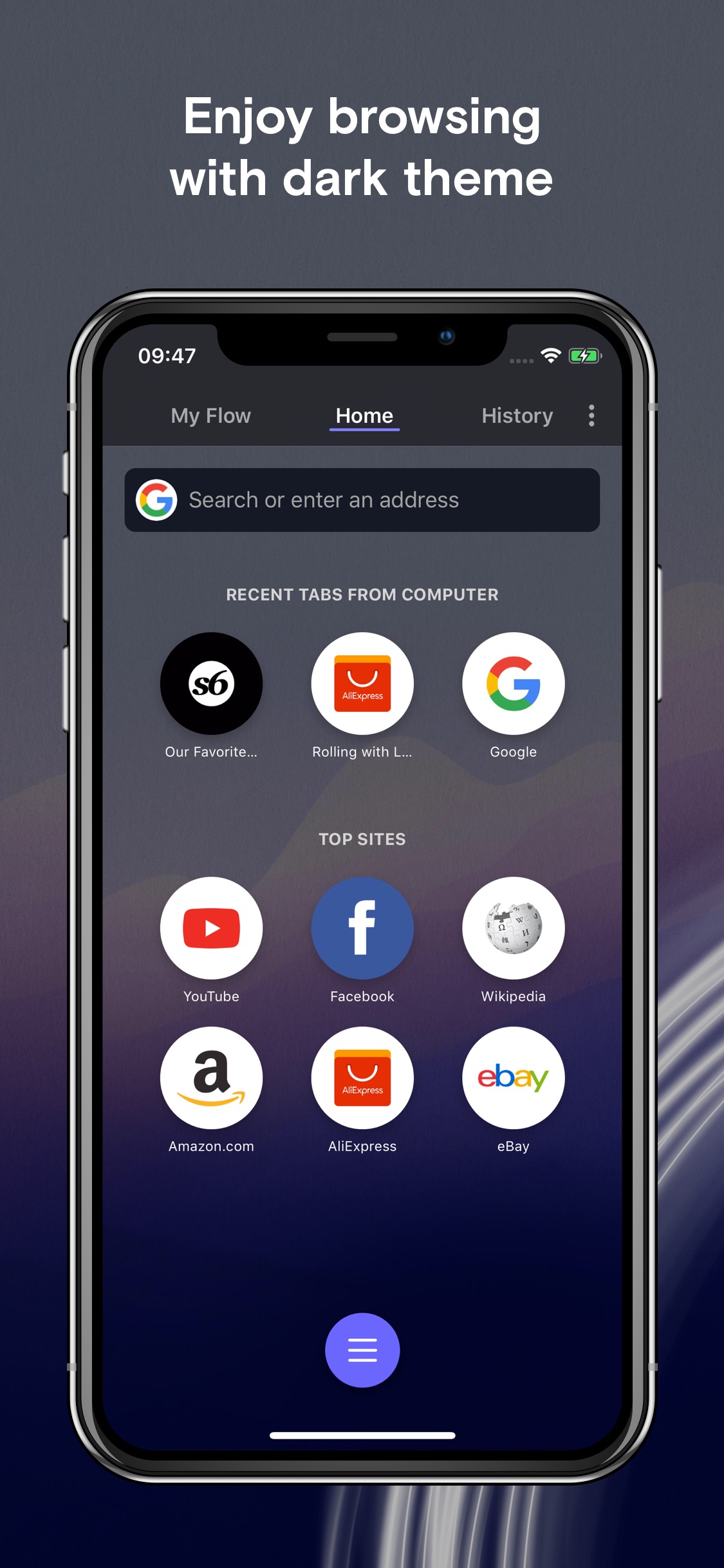 Screenshot do app Browser Opera Touch
