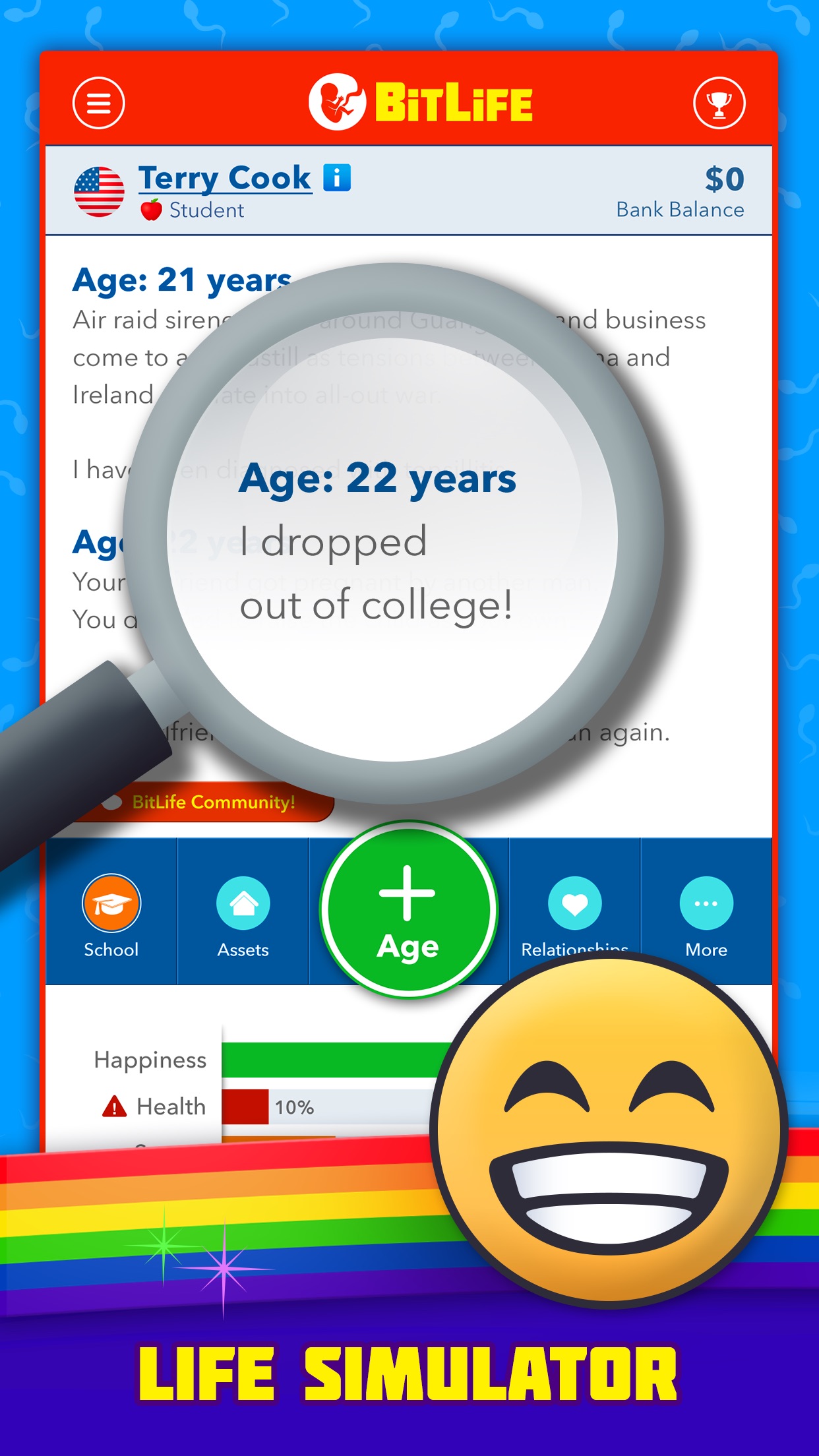 Screenshot do app BitLife - Life Simulator
