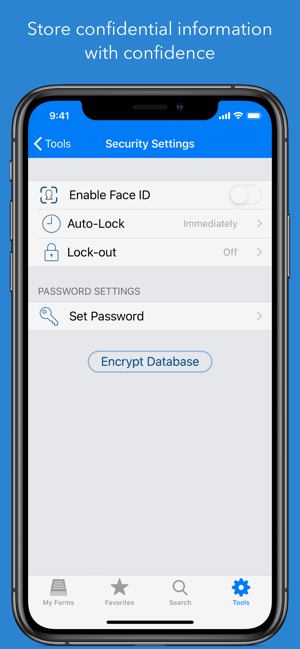 Zrzut ekranu bazy danych Tap Forms Organizer 5