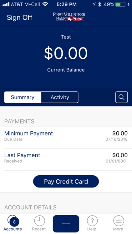 First Volunteer Credit Card