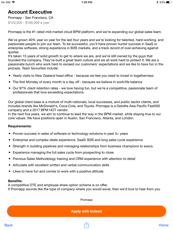 iPad Image of Indeed Job Search