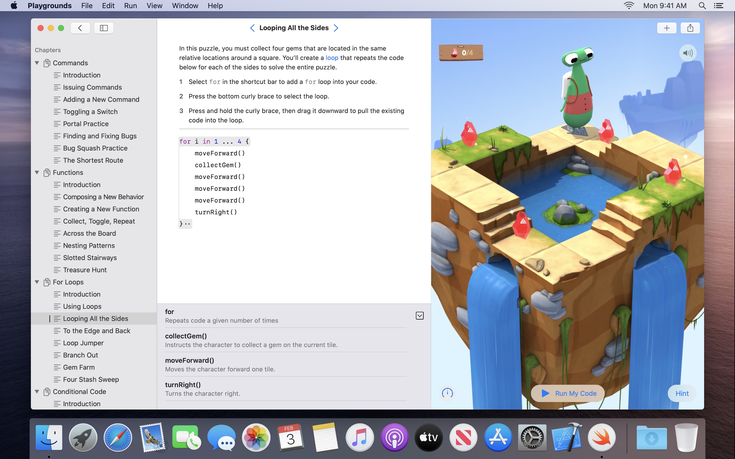 Screenshot do app Swift Playgrounds