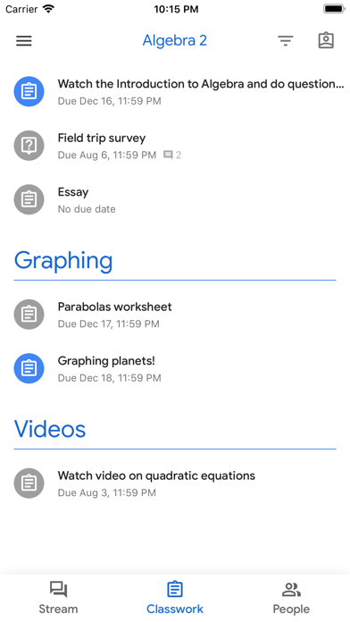 Google Classroom Screenshot 2