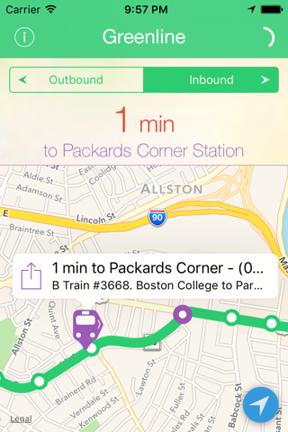 Greenline - MBTA Tracker - náhled
