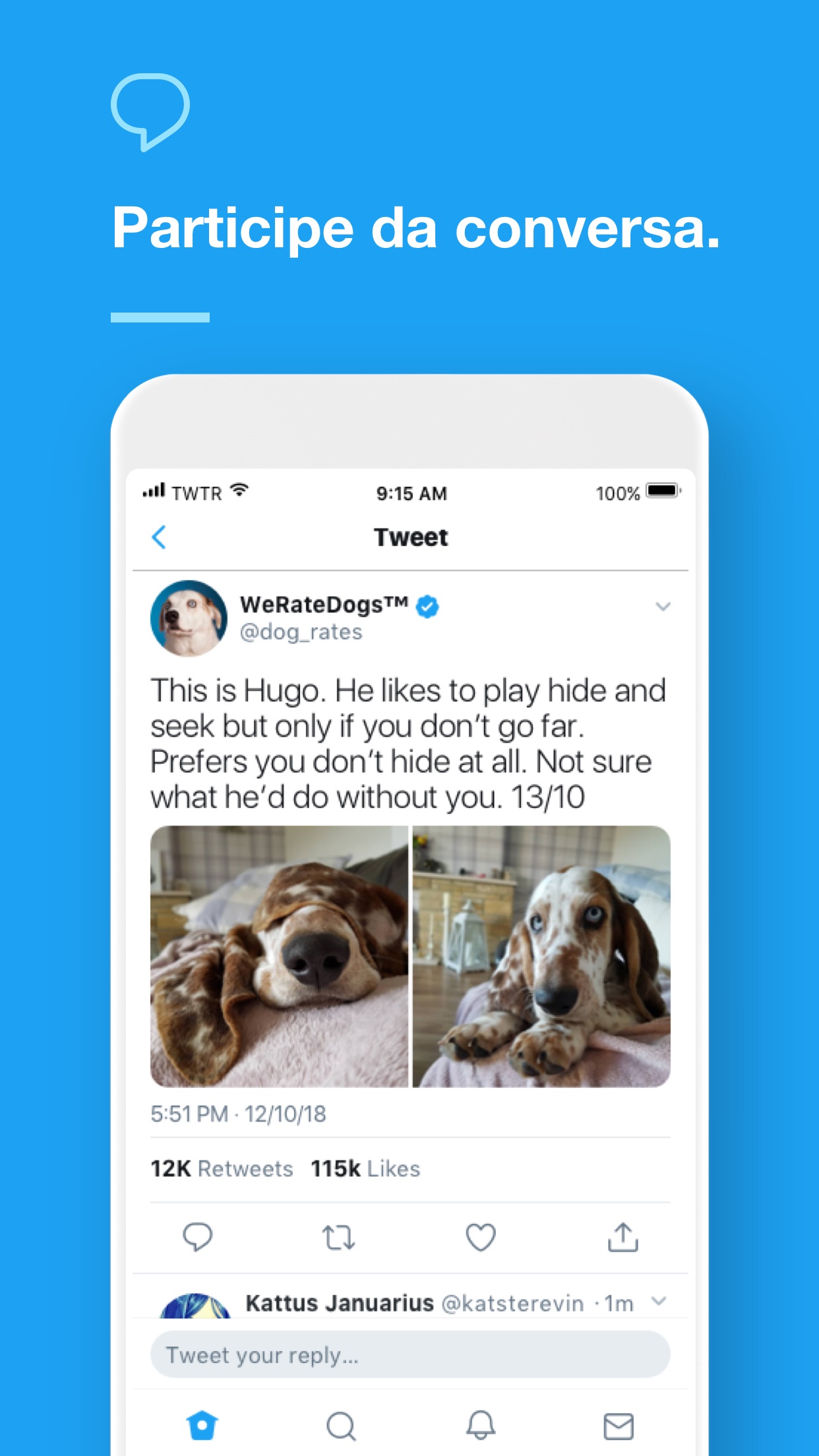 Screenshot do app Twitter